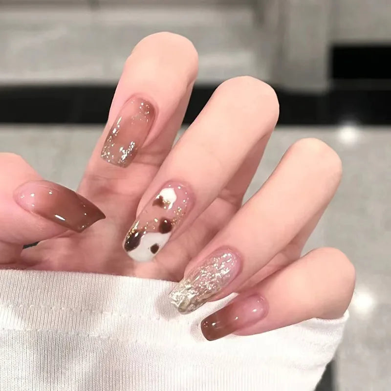 Zenat 24Pcs Glitter Diamond Press-On Nails