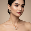 Zenat 3 Pcs Set Heart Shaped Jewelry Set Of Earrings Pendant Necklace
