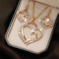 Zenat 3PC Double Heart Rhinestone Jewelry Set