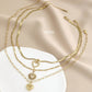 Zenat 3 Pcs Heart Pendant Chain Layered Necklace Set