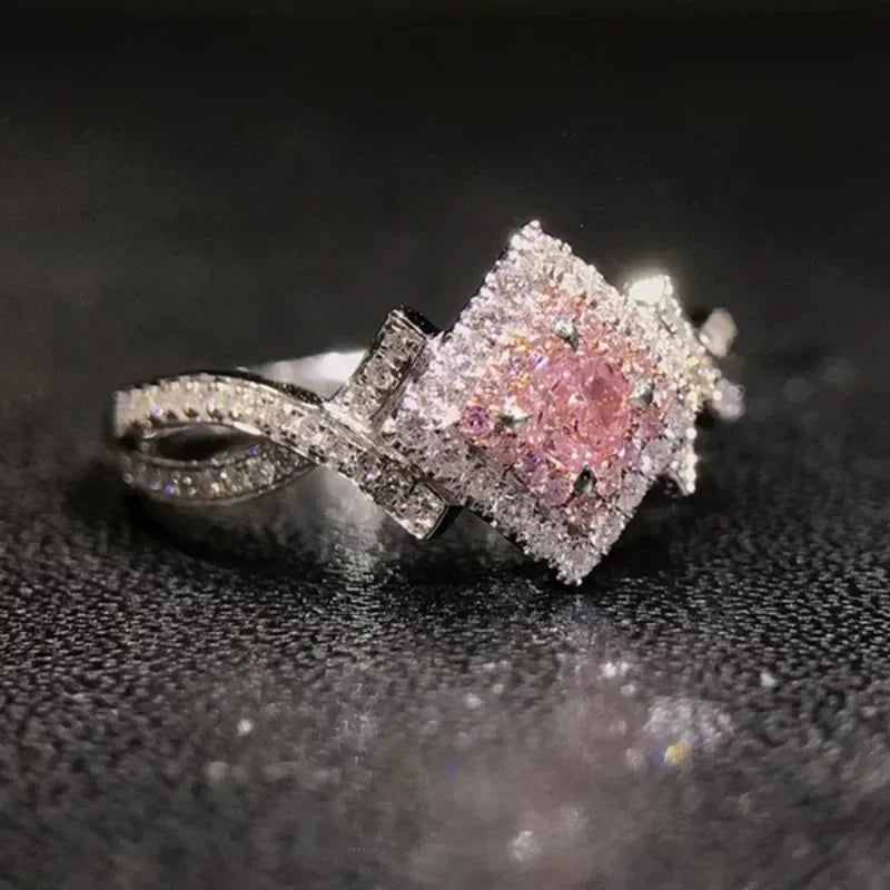 Zenat Pink Zirconia Trendy Sweet and Romantic Engagement Rings