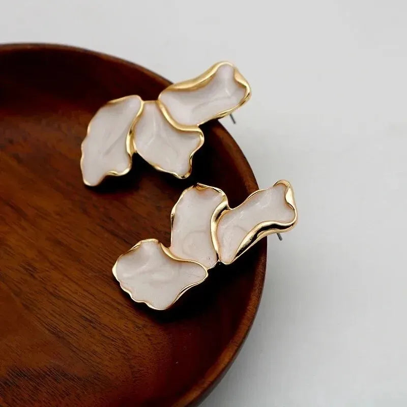 Zenat Metal Flower Statement Stud Earrings for Women