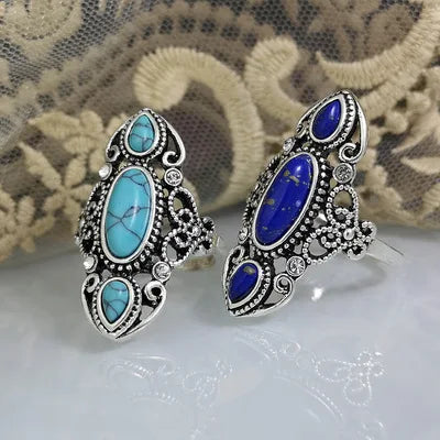 Zenat Victorian Women’s Faux Turquoise Carved Ring