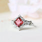 Zenat Elegant Red Corundum Ring with Large Zircon