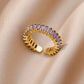 Colorful Cubic Zircon Open Ring For Women Stainless Steel Gold Color Square Rings Bohemian Romantic couple Jewelry Gifts