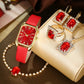 Luxury Fashion Square Women's Watches Brand Ladies Quartz Wristwatch Classic Simple Femme Blue Leather Band