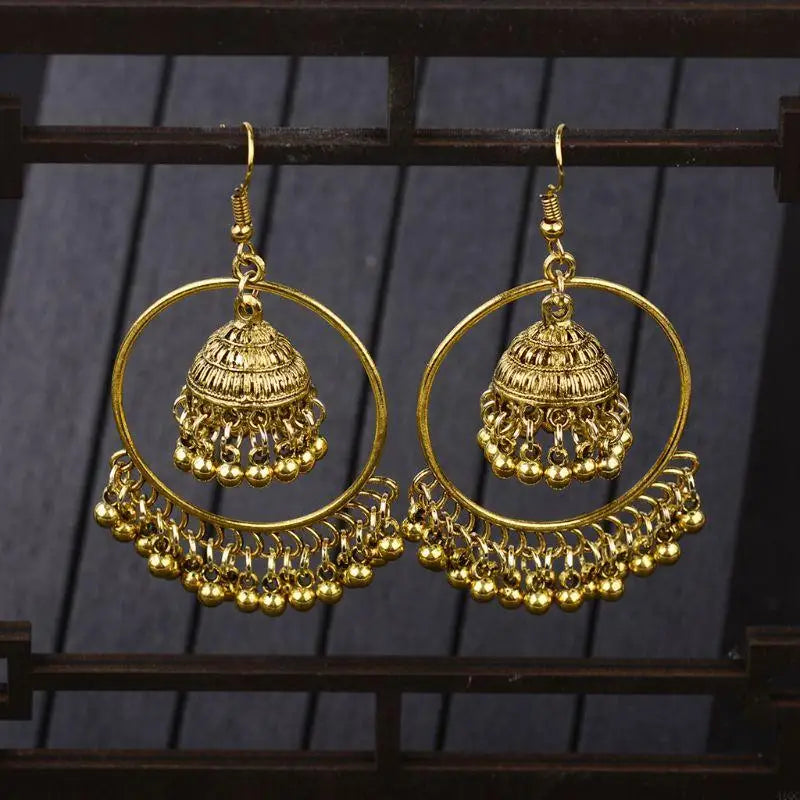 Zenat 2025 Retro Tassel Drop Jhumka Earrings