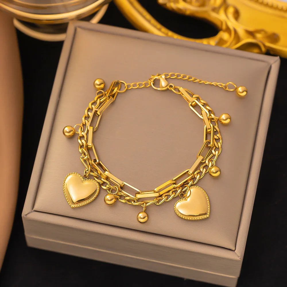 Zenat Multi layered Steel Ball Bean Love Bracelet