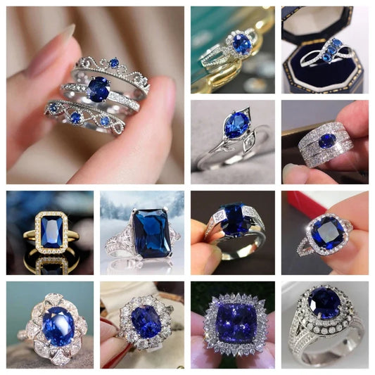 Zenat Blue Cube Zircon Elegant Ring