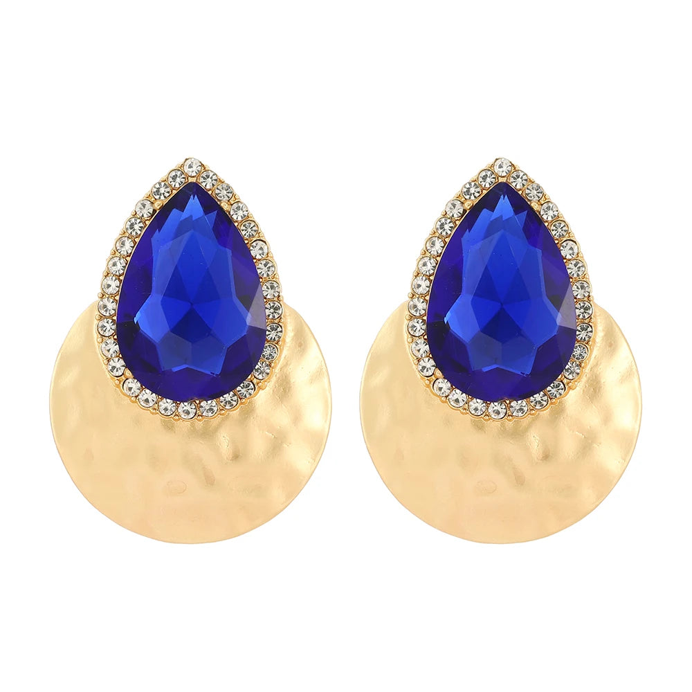 Zenat Big Round Metal Stud Earrings – Elegant Statement