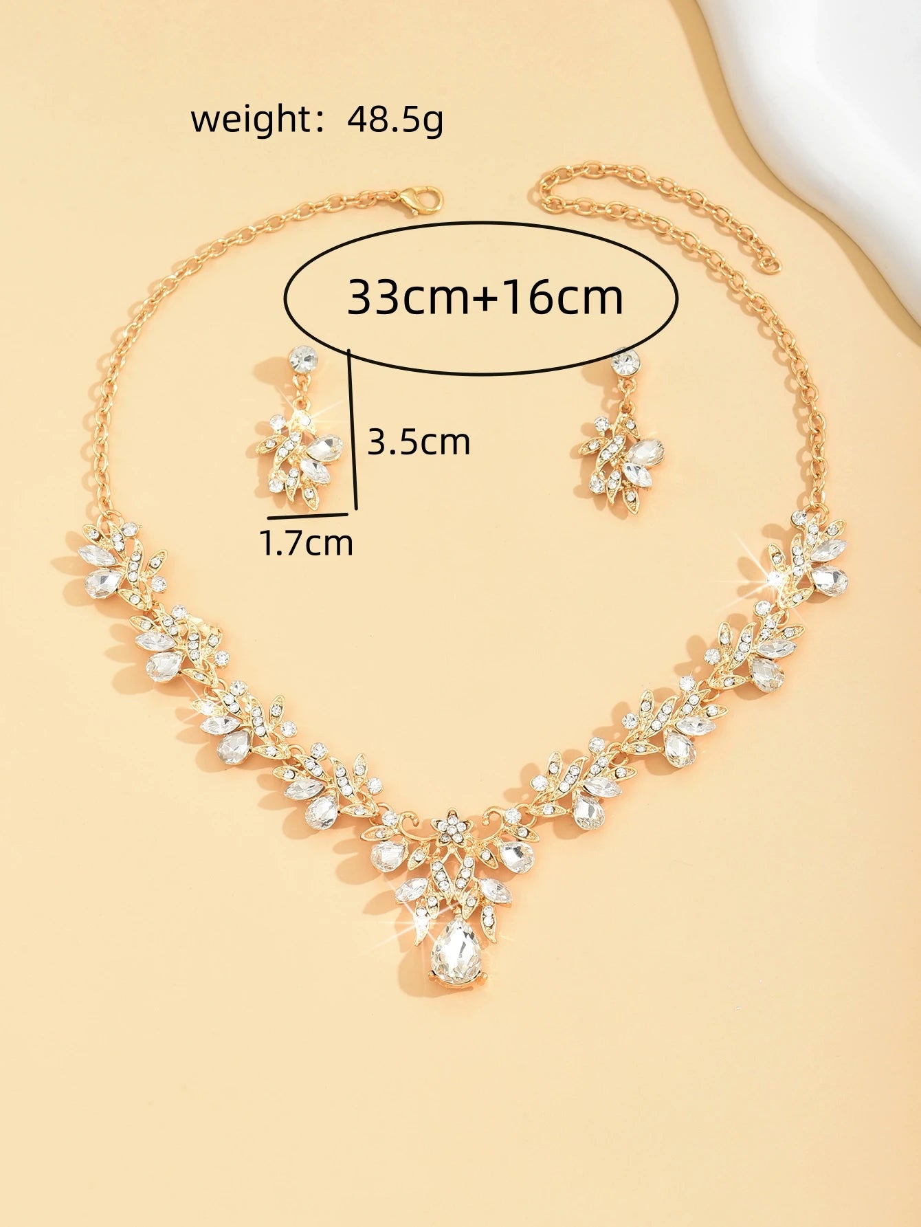 Zenat Sparkling Leaf Water Drop Jewelry Set