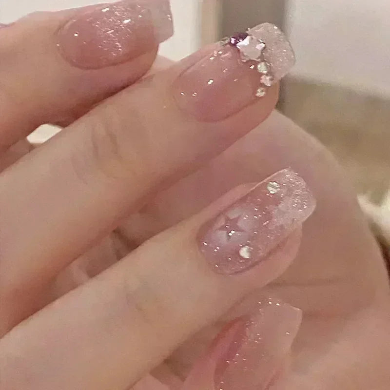 Zenat 24Pcs Glitter Diamond Press-On Nails