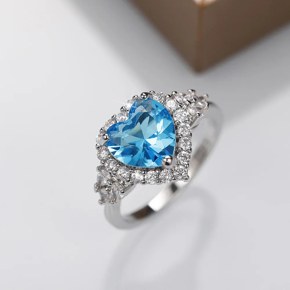 Zenat Sea Blue Cubic Zirconia Women’s Ring