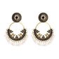 Zenat Retro Green Carved Pearl Tassel Jhumka