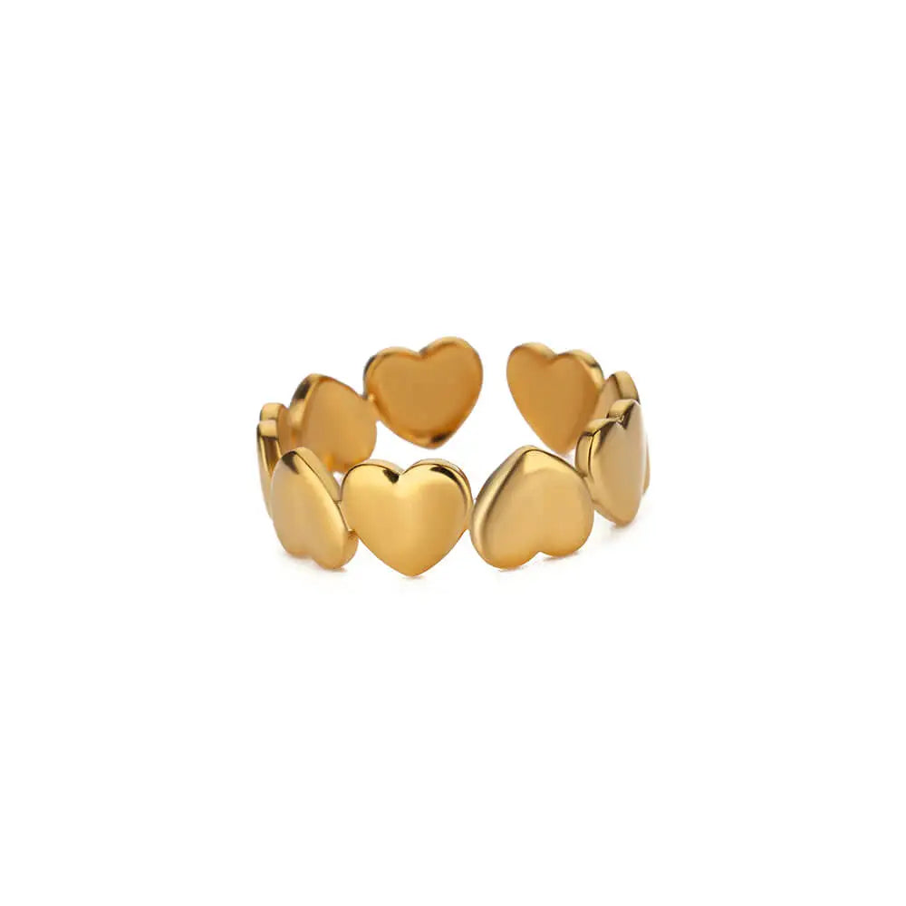 Heart Rings For Women Gold Color Stainless Steel Heart Opening Ring Wedding Aesthetic Accessories Party Jewelry Gift BFF anillos
