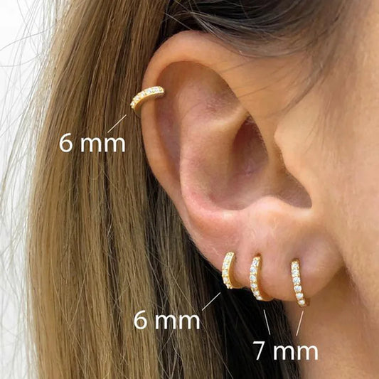 Zenat Rainbow Crystal Hoop Earrings – Minimal Small Huggie