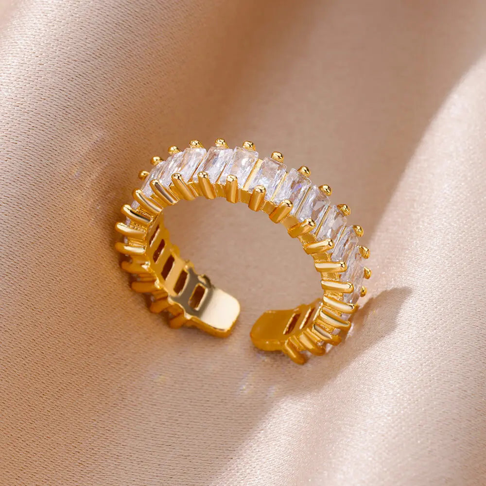 Zenat Zircon Heart Gold Adjustable Ring