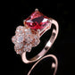 Zenat Elegant Red Corundum Ring with Large Zircon