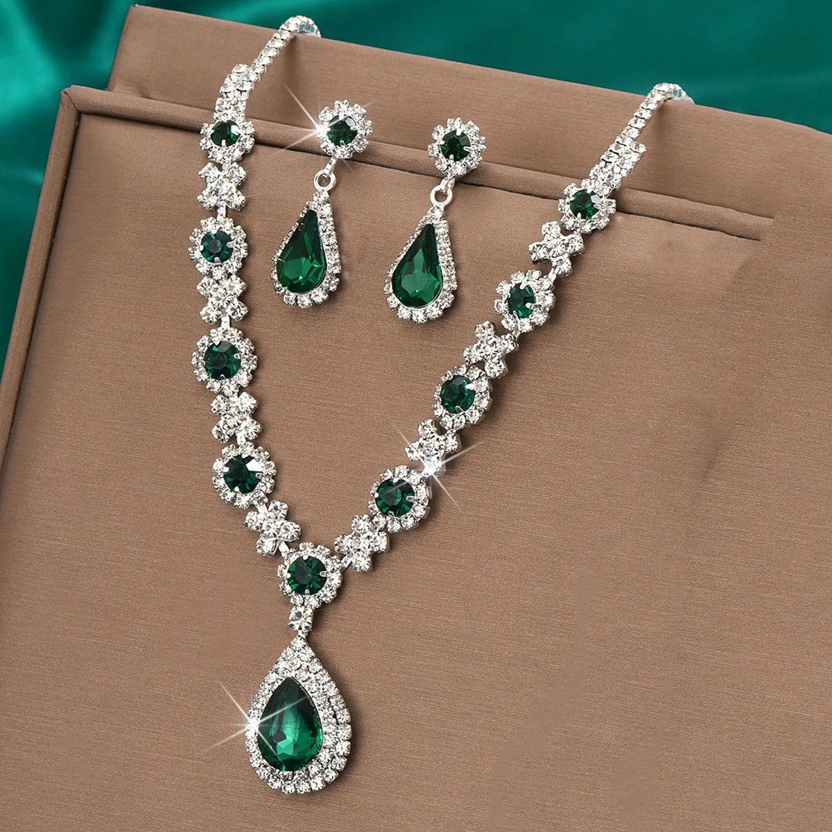 Zenat 3PC Water Drop Copper Chain Jewelry Set