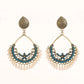 Zenat Retro Green Carved Pearl Tassel Jhumka