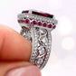 Zenat Elegant Red Corundum Ring with Large Zircon