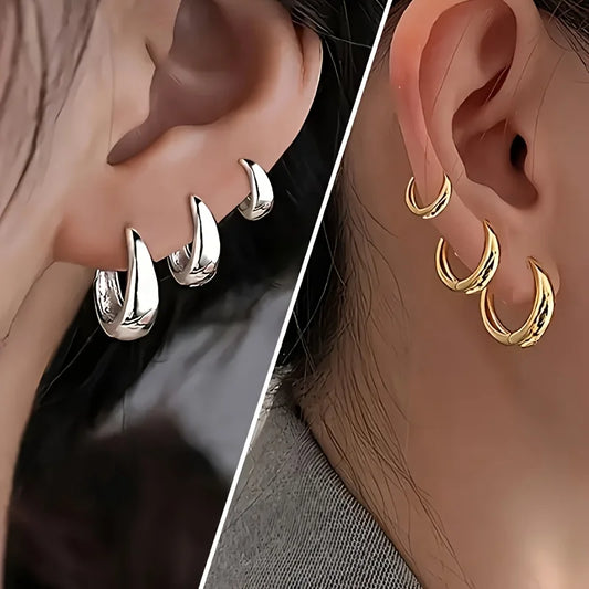 Zenat 3 Copper Earrings – Elegant Gold & Silver Set