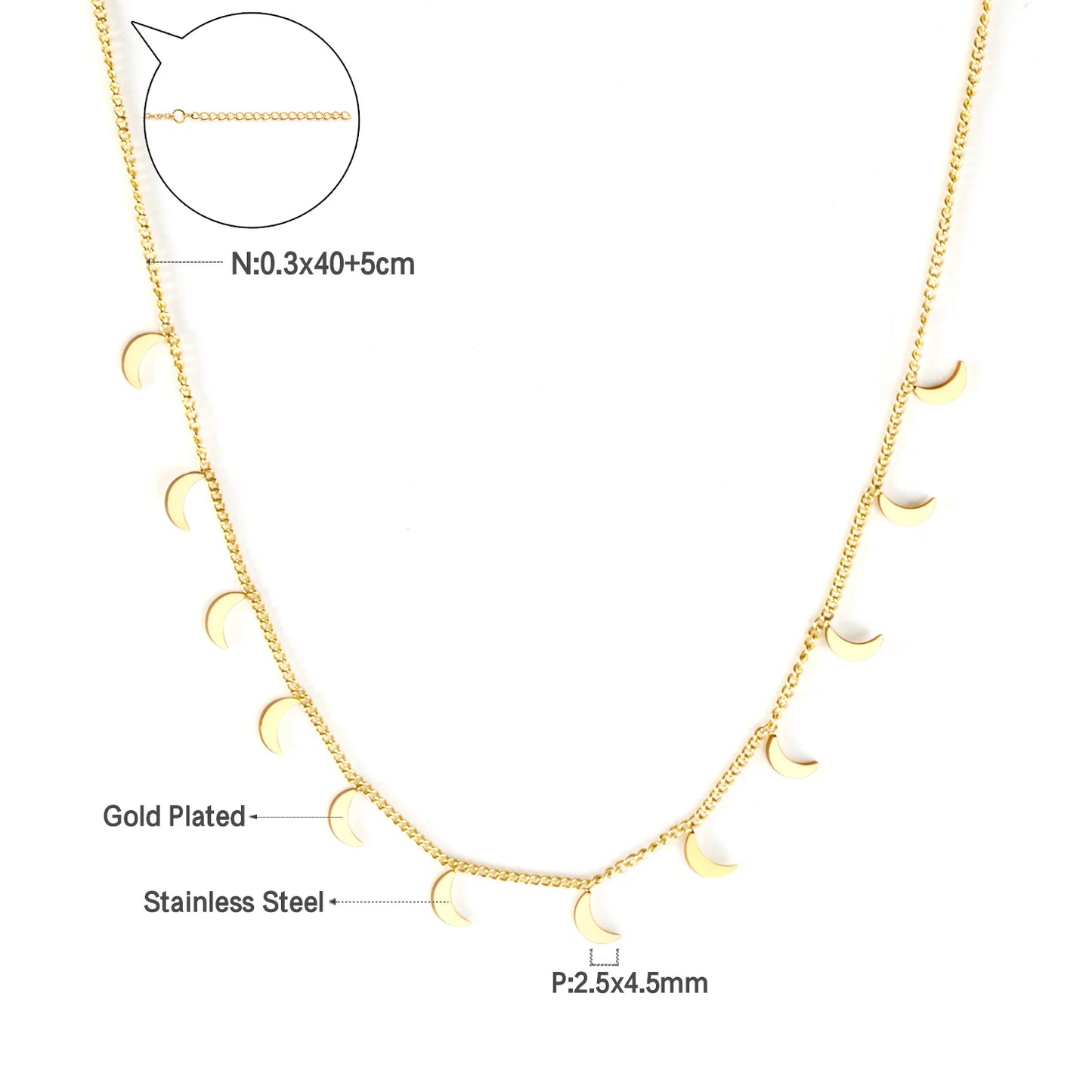 Zenat Golden Chains Necklaces Star Heart Stainless Steel
