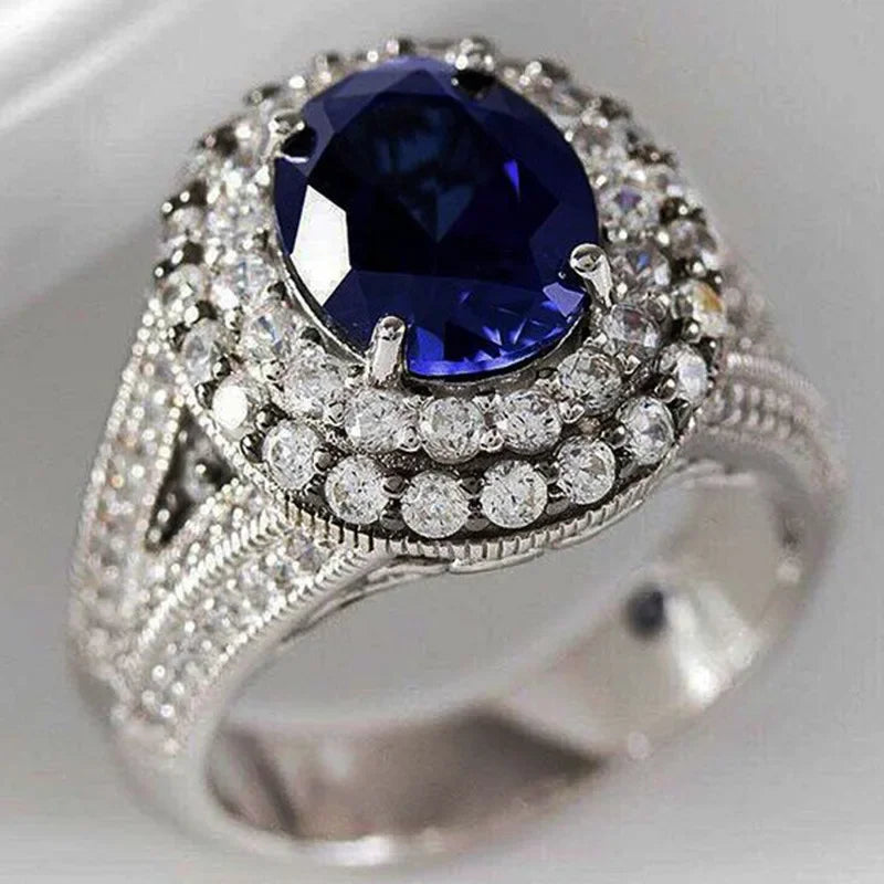 Zenat Luxury Prong Rings – Deep Blue Zircon