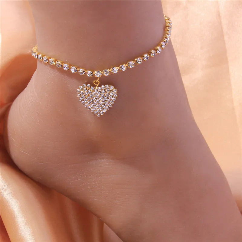 Zenat Rhinestone Chain Anklet for Women