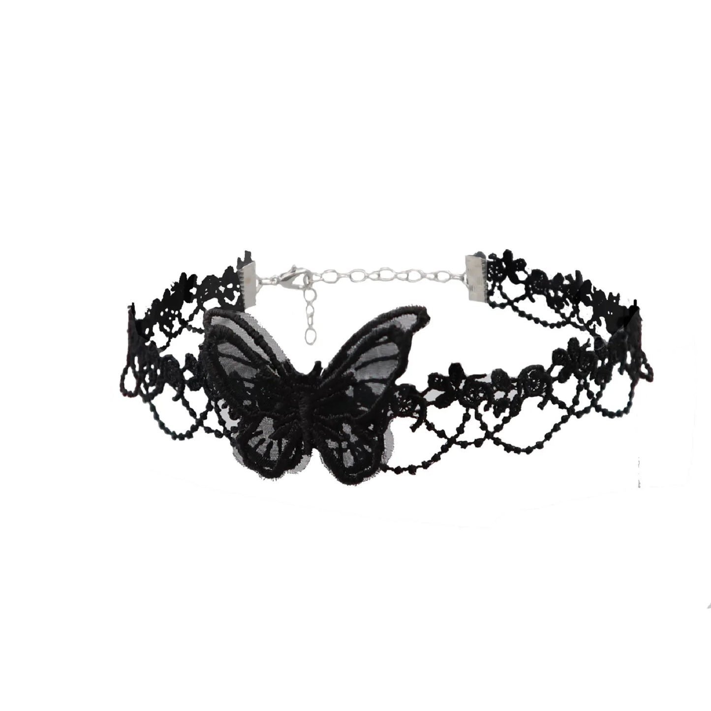Zenat Neo-Gothic Black Lace Punk Choker Necklace