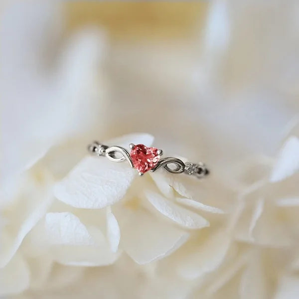 Zenat Elegant Red Corundum Ring with Large Zircon