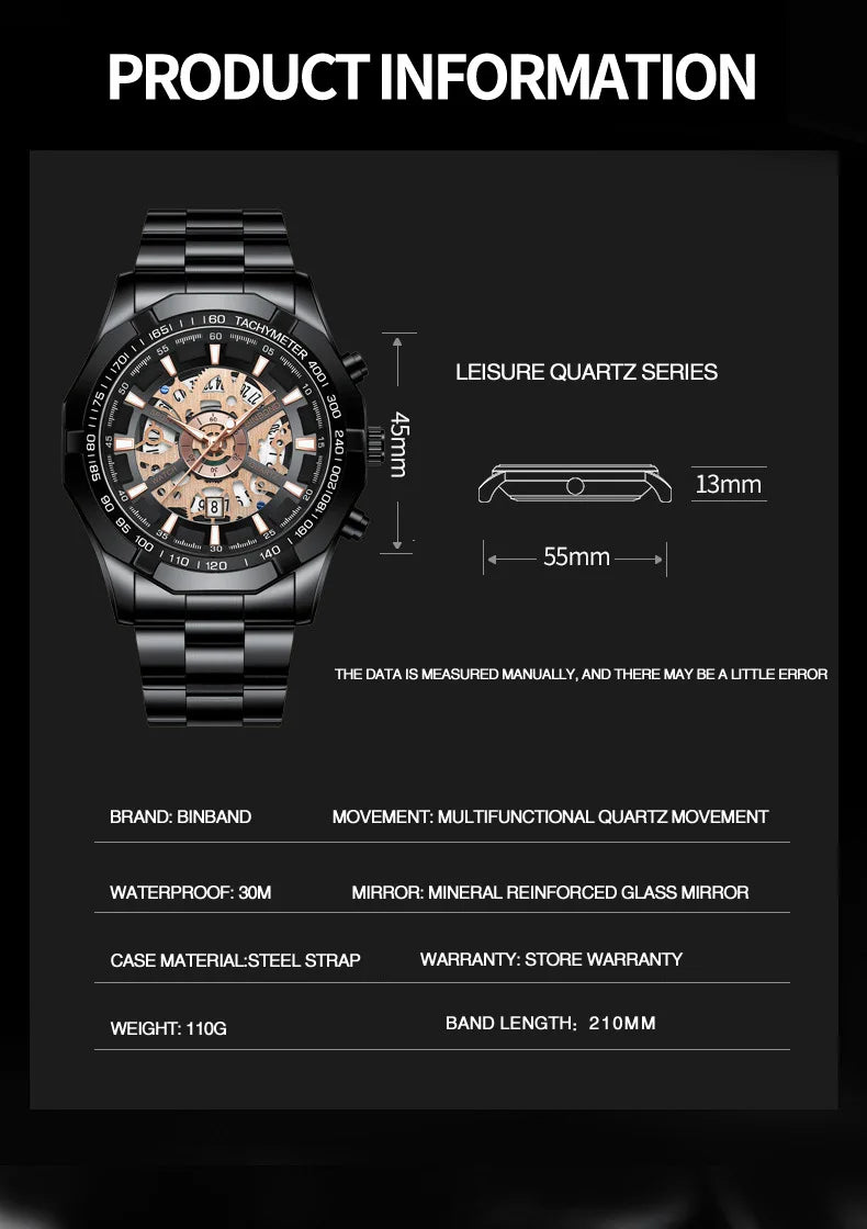 Zenat 2025 Luxury Men’s Quartz Stainless Steel Watch