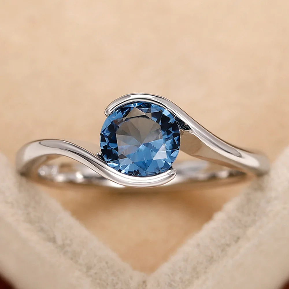 Zenat Sea Blue Cubic Zirconia Women’s Ring