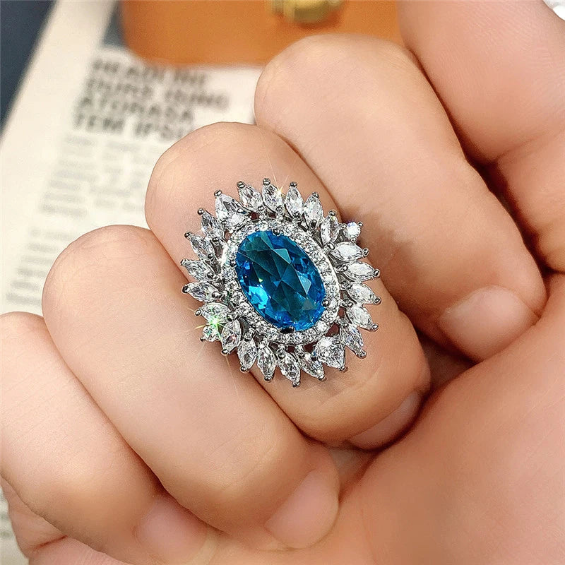 Zenat Sea Blue Cubic Zirconia Women’s Ring