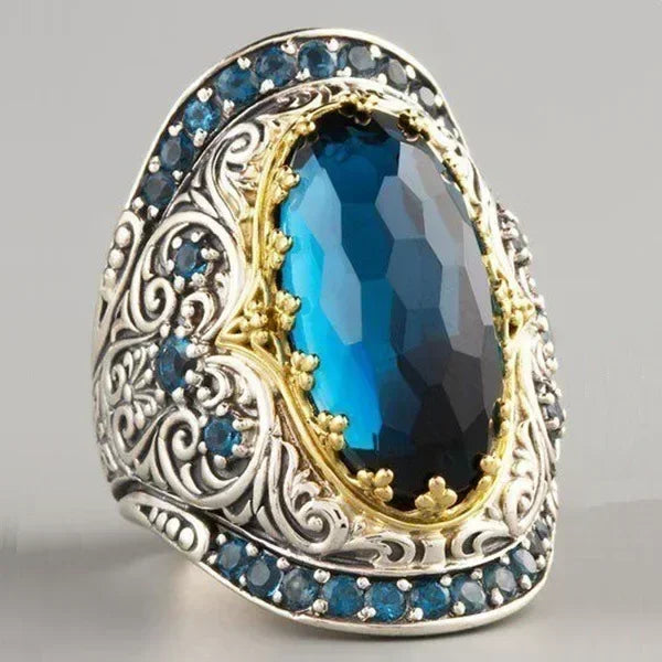 2024 New Luxury Women's Big Black Stone Ring Fashion Silver Zircon Wedding Rings Female Bride Love Engagement