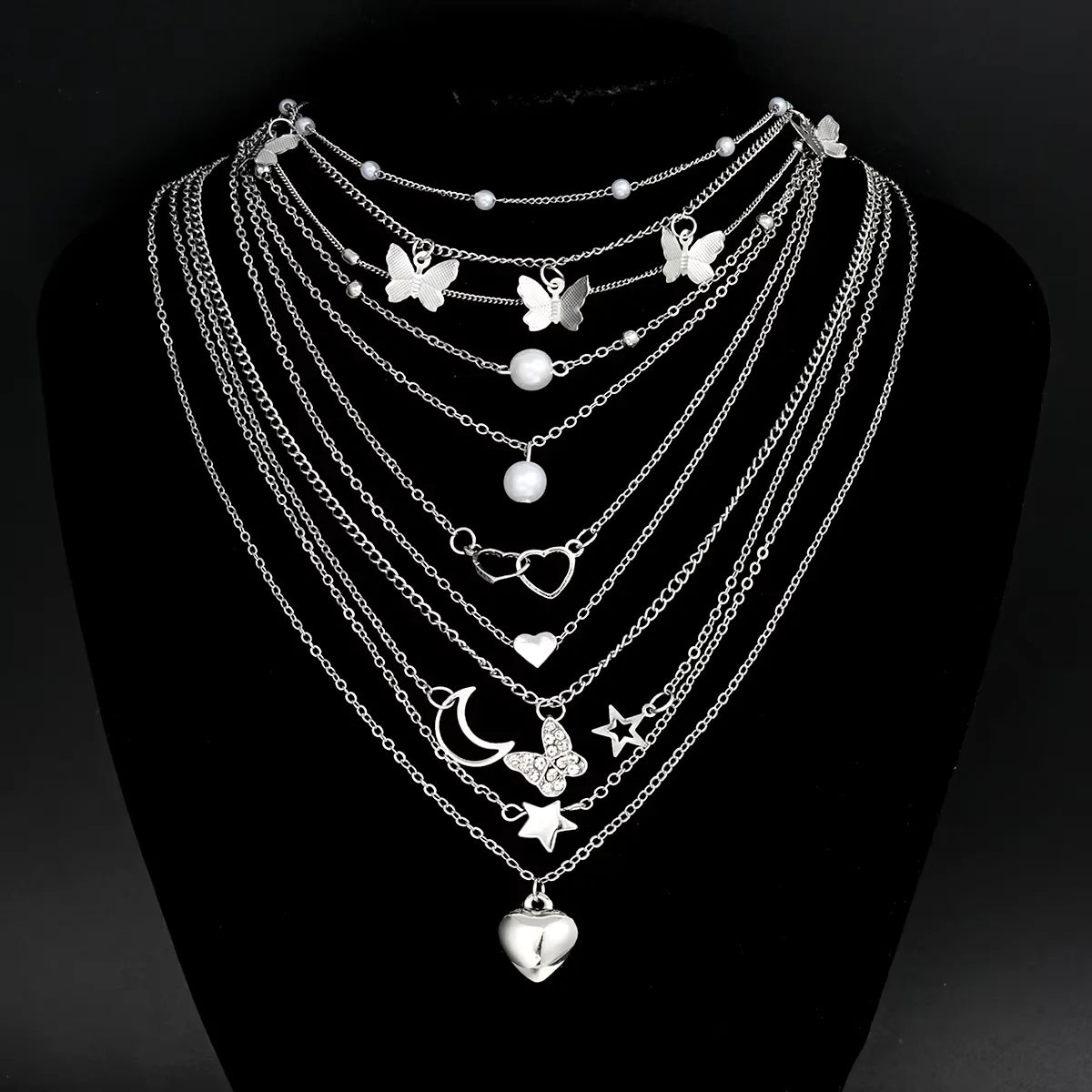 Zenat Stackable Butterfly Heart Star Pearl Moon Pendant