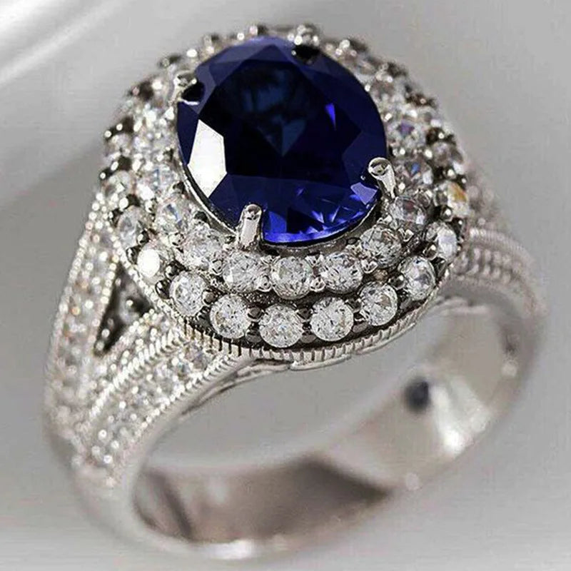Zenat Luxury Prong Rings – Deep Blue Zircon