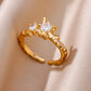 Zenat Zircon Geometric Evil Eye Adjustable Ring