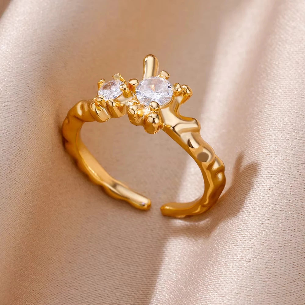 Zenat Zircon Geometric Evil Eye Adjustable Ring