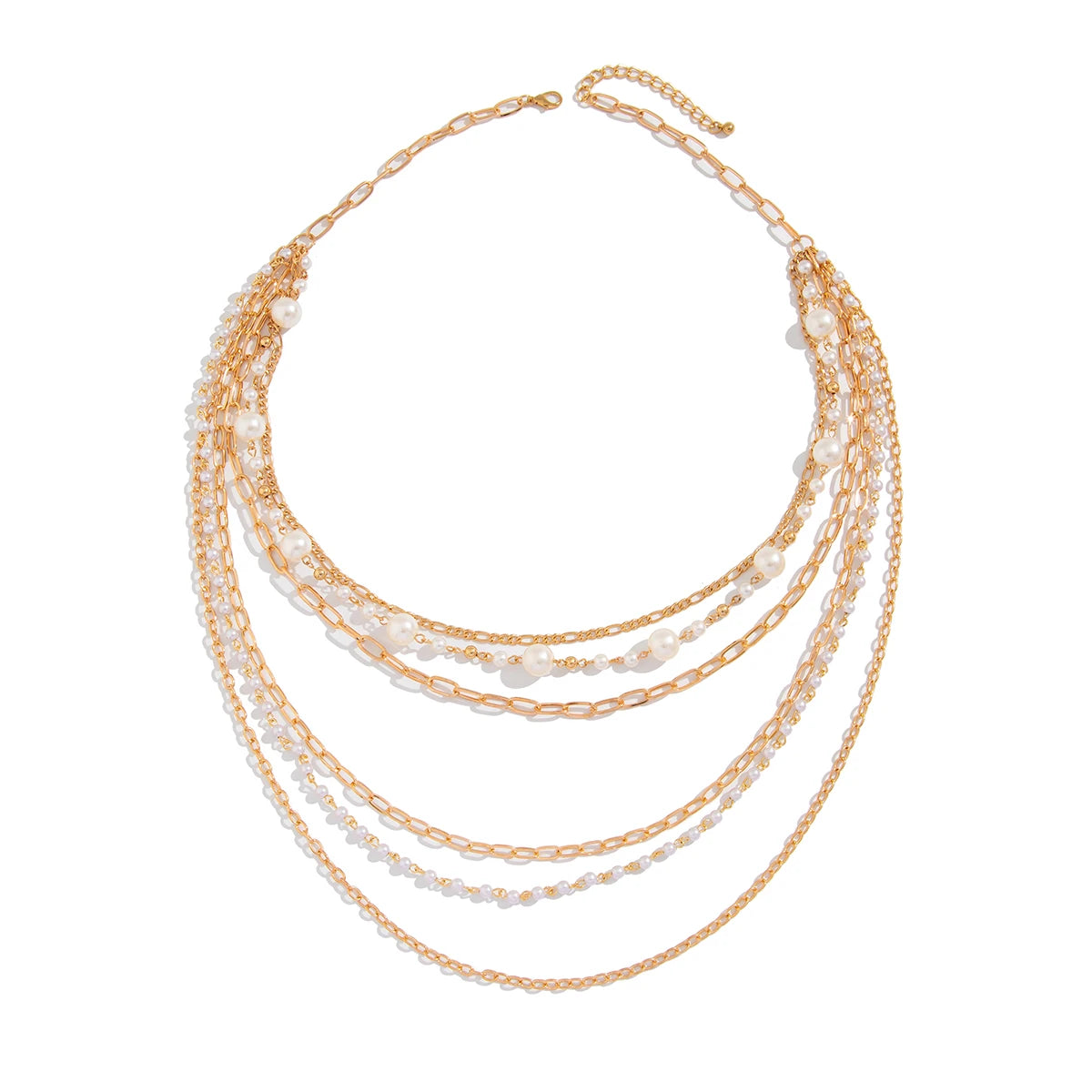 Zenat multi-layered Slender Pearl Round Necklace