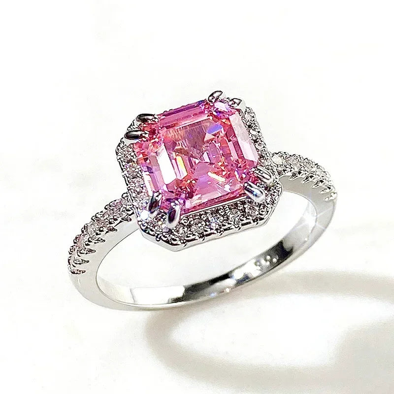 Zenat Pink Zirconia Trendy Sweet and Romantic Engagement Rings