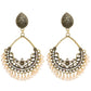 Zenat Retro Green Carved Pearl Tassel Jhumka