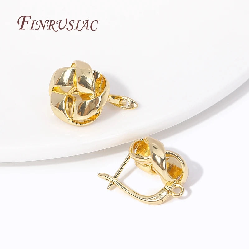 Trendy Earrings Accessories 18K Gold Plated Metal Round Earwires Earring Fasteners Hooks For DIY Women Ear Jewelry Making