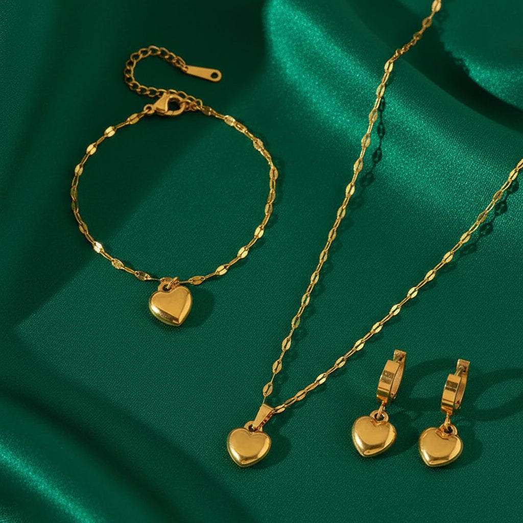 Zenat 316L Stainless Steel Love Necklace Set