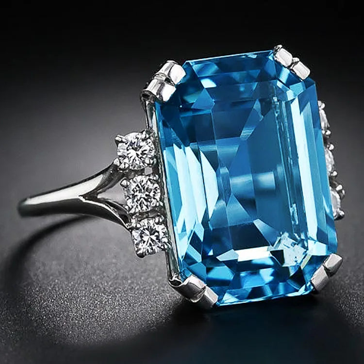 Zenat Sea Blue Cubic Zirconia Women’s Ring