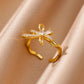 Zenat Zircon Heart Gold Adjustable Ring