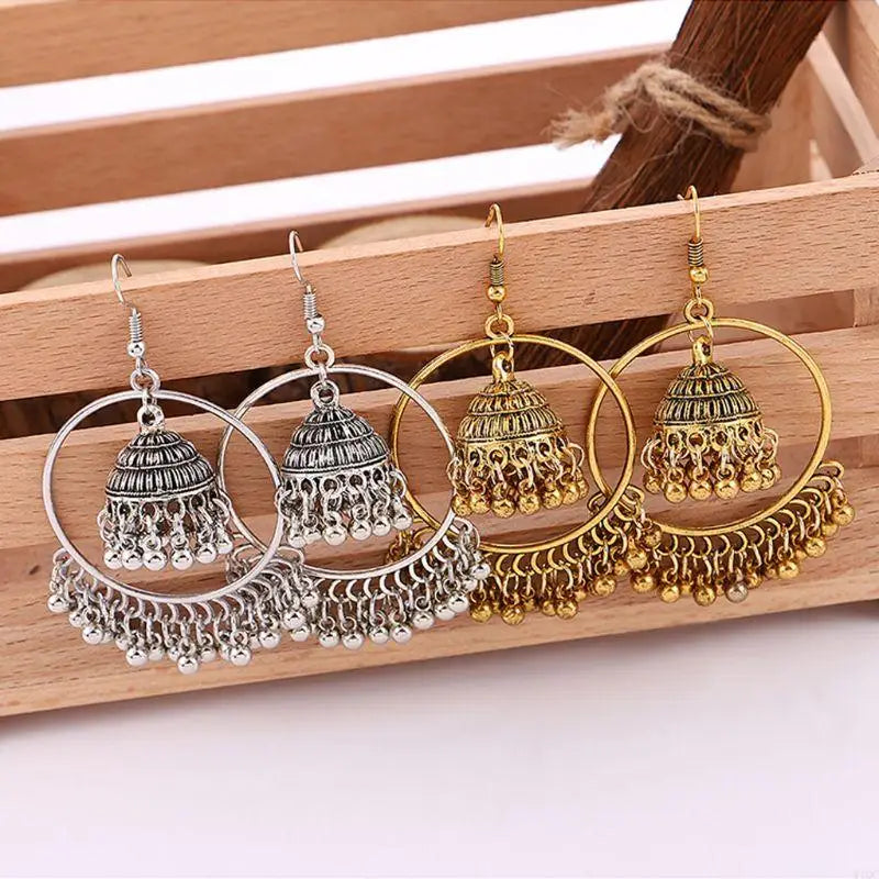 Zenat 2025 Retro Tassel Drop Jhumka Earrings