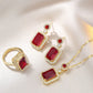 Zenat Exquisite Emerald Necklace Earrings Ring 3 Piece Set