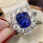 2025 New Blue Cube Zircon Ring Fashionable and Elegant High End Women's Bridal Wedding Luxury Personalized Jewelry Accessories