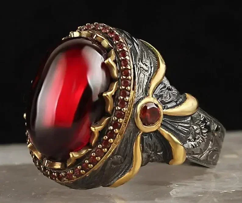2024 New Luxury Women's Big Black Stone Ring Fashion Silver Zircon Wedding Rings Female Bride Love Engagement